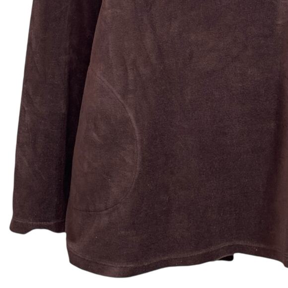 Retro 90s Y2k Velour Pullover Top XL V-Neck Chocolate Brown Loungewear Street - Picture 11 of 12